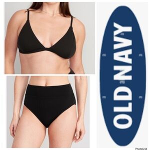 Old Navy 3X plus size black textured two piece bikini NWT
